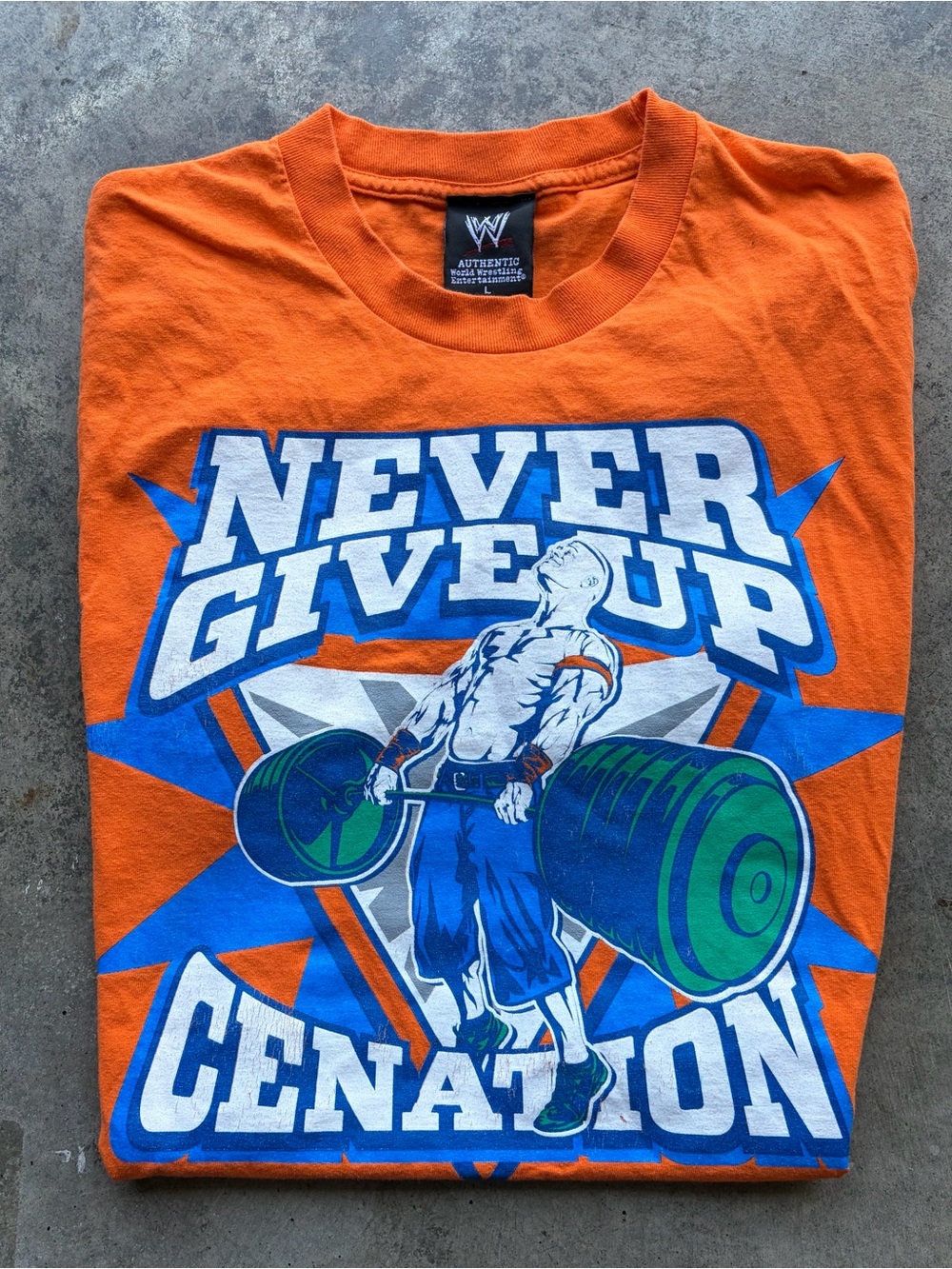 Vintage WWE  WWF John Cena Never Give Up Cenation Shirt Orange U Can’t See Me